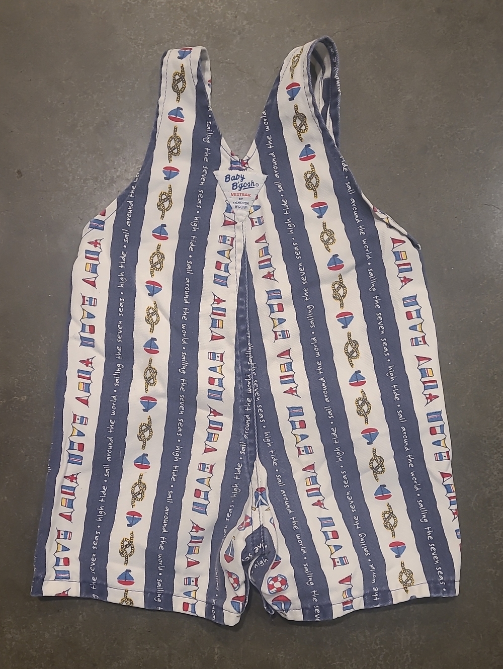 VINTAGE BABY OSHKOSH BGOSH NAUTICAL SAILOR THEME OVERALLS 18 MONTHS - Picture 3 of 8